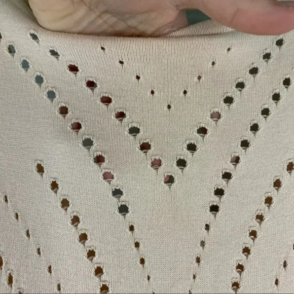 Maje Majeeryne Knit Fitted Lazer Mini Dress Light Pink  Flare Ruffle 2 EU 38 M - Picture 7 of 11